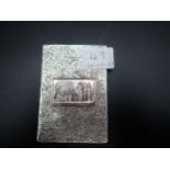 A William IV silver Card Case with rectangular castle top panel of Abbotsford, floral and leafage