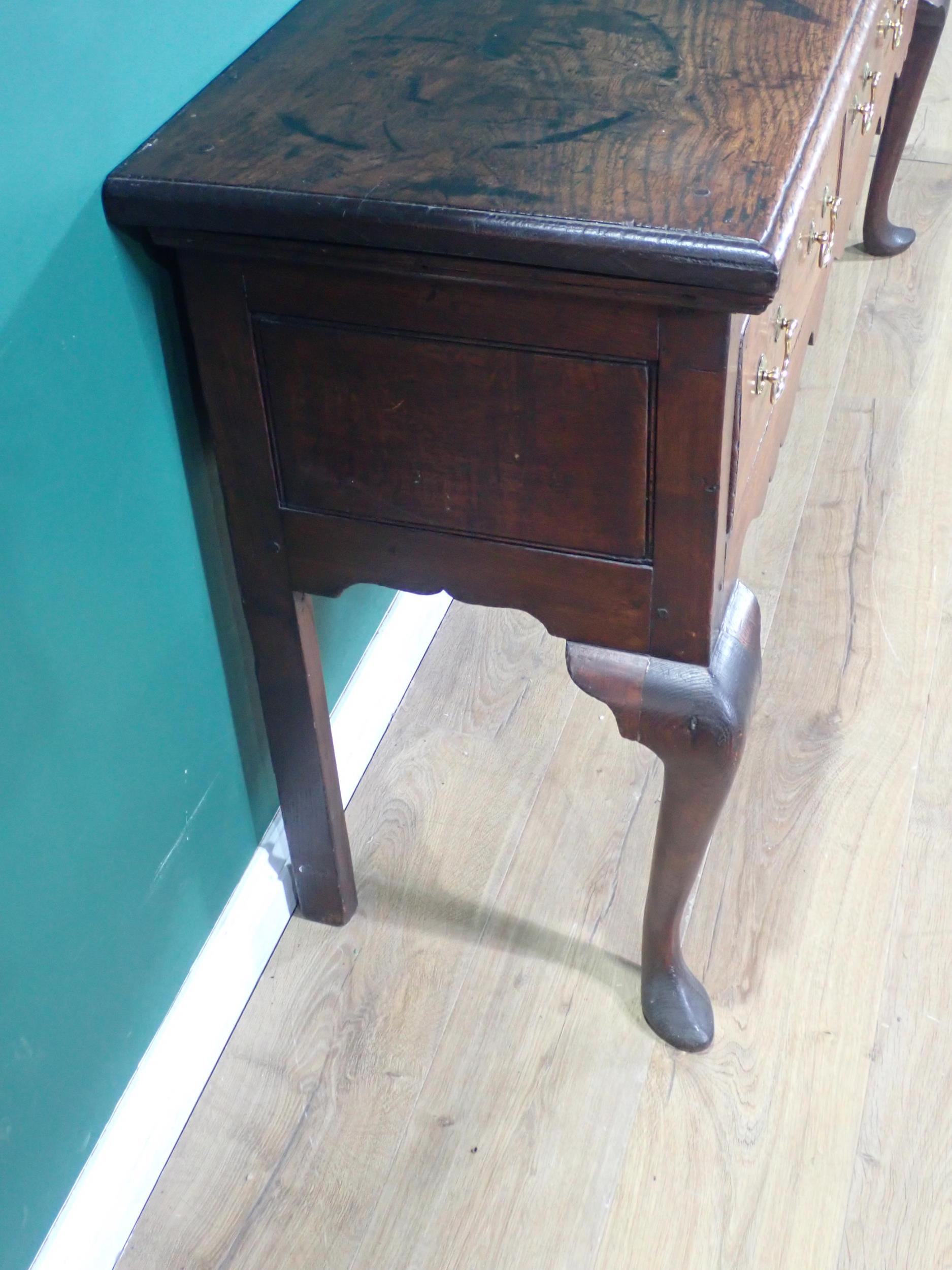 An 18th Century oak Dresser Base with thick moulded top fitted three frieze drawers above shaped - Image 6 of 12