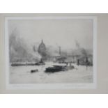 ROWLAND LANGMAID, RA (1897-1956). St Paul's from Blackfriars, drypoint etching, pencil signed and