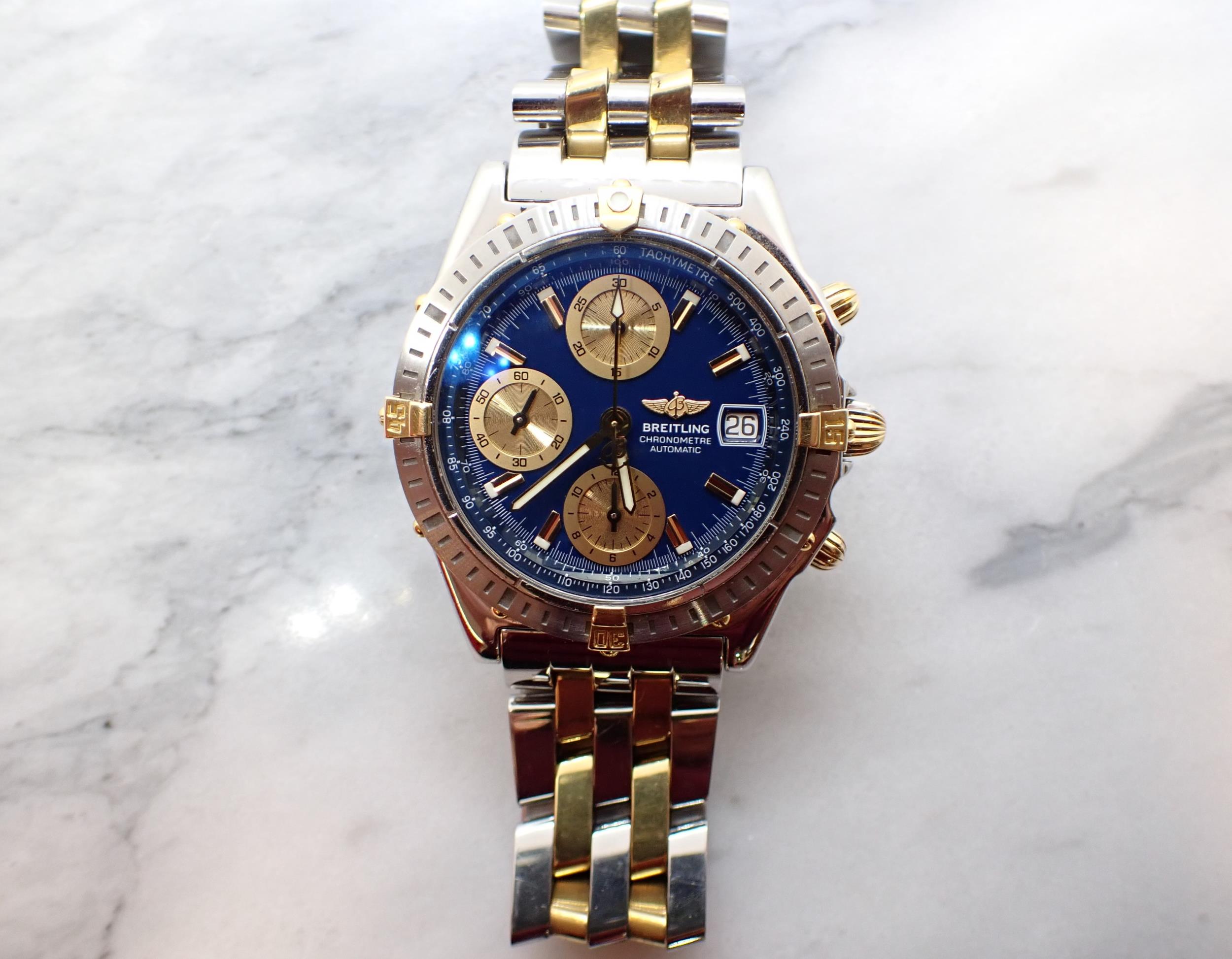 A 2002 Breitling Chronometre Automatic Wristwatch the dark blue dial with gold coloured hourly baton - Image 3 of 8