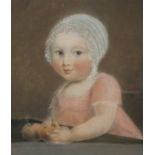 JAMES PHELPS (active 1807-1832). Portrait of a young girl wearing a pink dress and white bonnet,