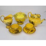 A 19th Century canary yellow English pottery Tea Service comprising Tea Pot (rim chipped),
