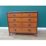 A 19th Century satinwood Chest of four long graduated drawers, the top crossbanded in mahogany and