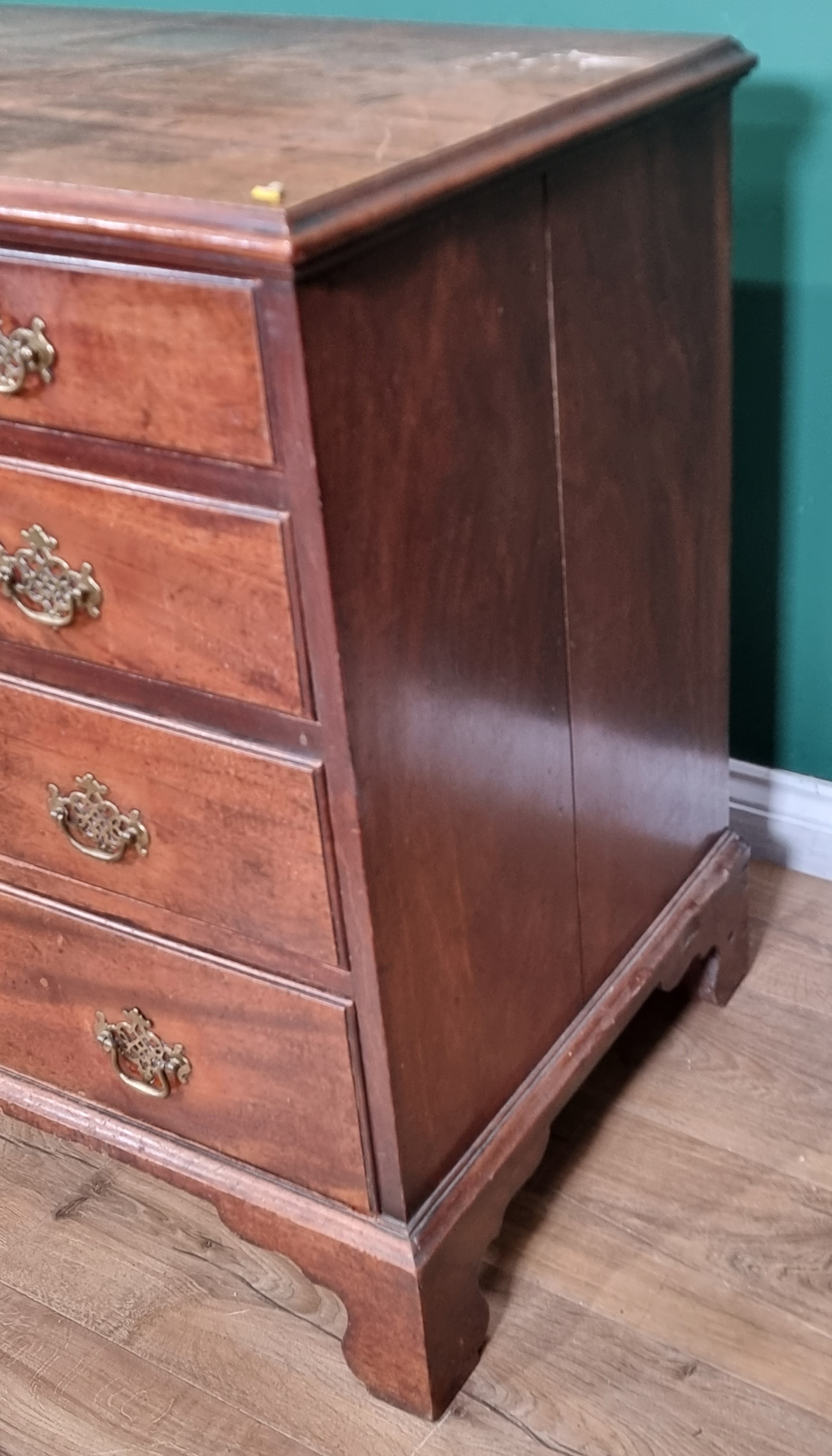 A George III mahogany Chest of two short and three long drawers on bracket feet, 2ft 9in wide - Image 3 of 3