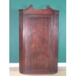 A Georgian mahogany standing Corner Cupboard with scroll surmount 5ft H x 3ft W