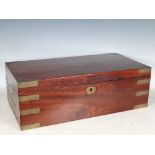 A 19th Century mahogany and brass bound Writing Box with fitted interior and fitted drawer to