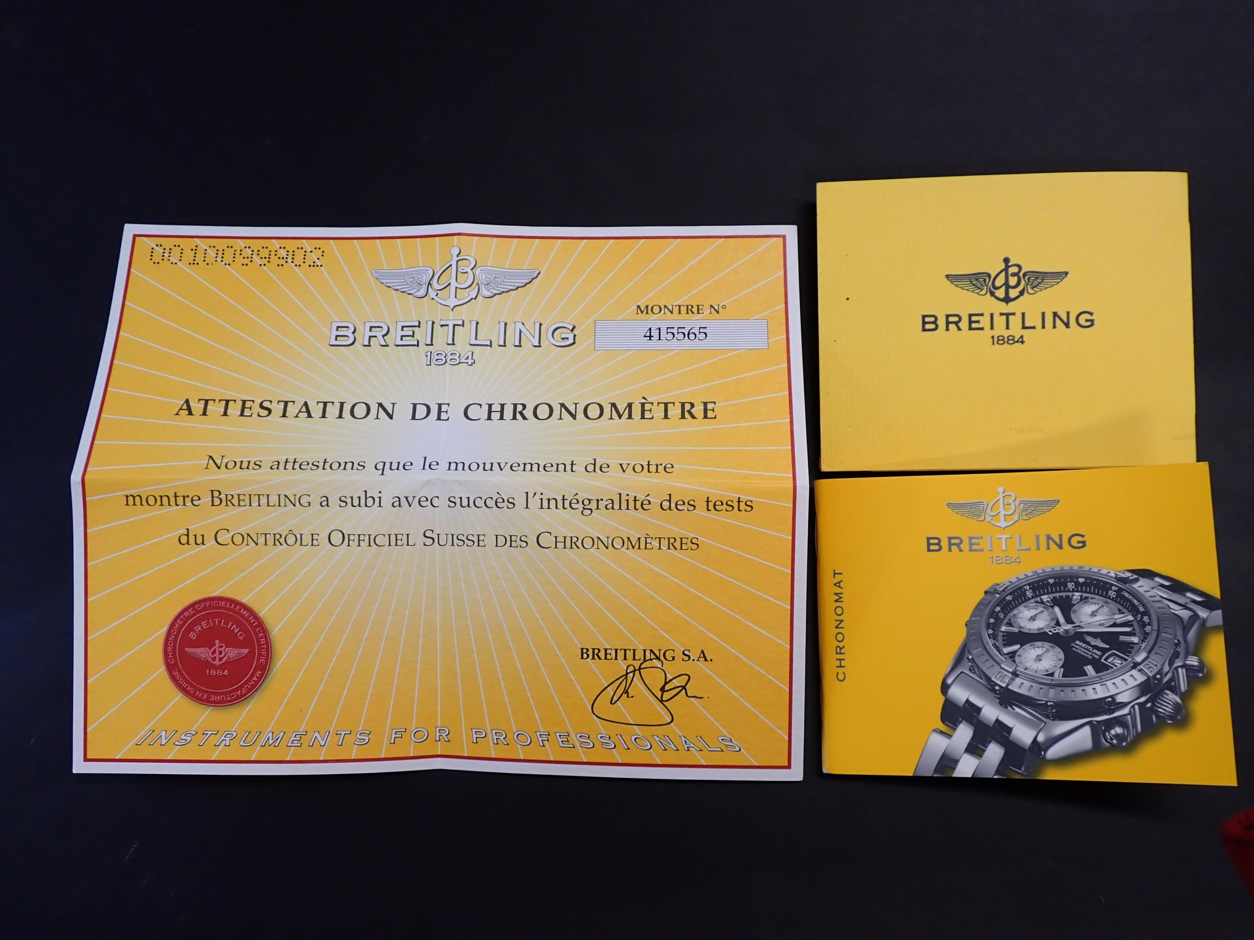A 2002 Breitling Chronometre Automatic Wristwatch the dark blue dial with gold coloured hourly baton - Image 8 of 8