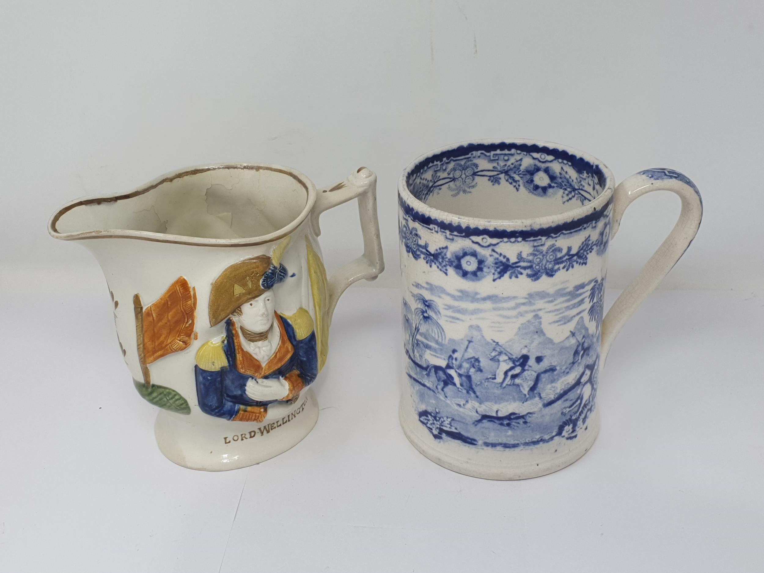 A 19th Century English pottery Jug with relief moulded portraits of Lord Wellington and General Hill - Image 3 of 7