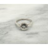 A Diamond single stone Ring claw-set brilliant-cut stone, 1.50cts, in platinum, ring size N to N 1/