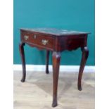 An 18th Century oak Side Table fitted single frieze drawer above shaped apron and mounted upon