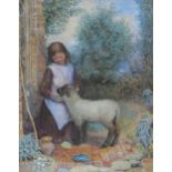 J.T. WILSON (fl. mid 19th Century), The Pet Lamb, signed twice (lower right), watercolour heightened