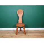 A 'Gnomeman' (Thomas Whittaker of Littlebeck) adzed oak Hall Chair, the shaped back carved with