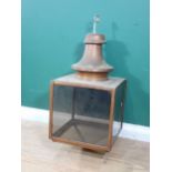 A large copper and glazed Hall Lantern of square section, 2ft 6in H
