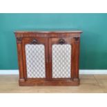 A Victorian rosewood Chiffonier fitted pair of shell carved doors with linen infilled panels fronted