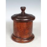 A late 18th Century/early 19th Century Lignum Vitae String Barrel, the threaded cover with cutter