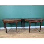 A pair of 19th Century mahogany demi-lune Side Tables, raised on moulded tapering supports (come