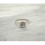A Diamond single stone Ring claw-set brilliant-cut stone, estimated 1.14cts, in platinum, ring