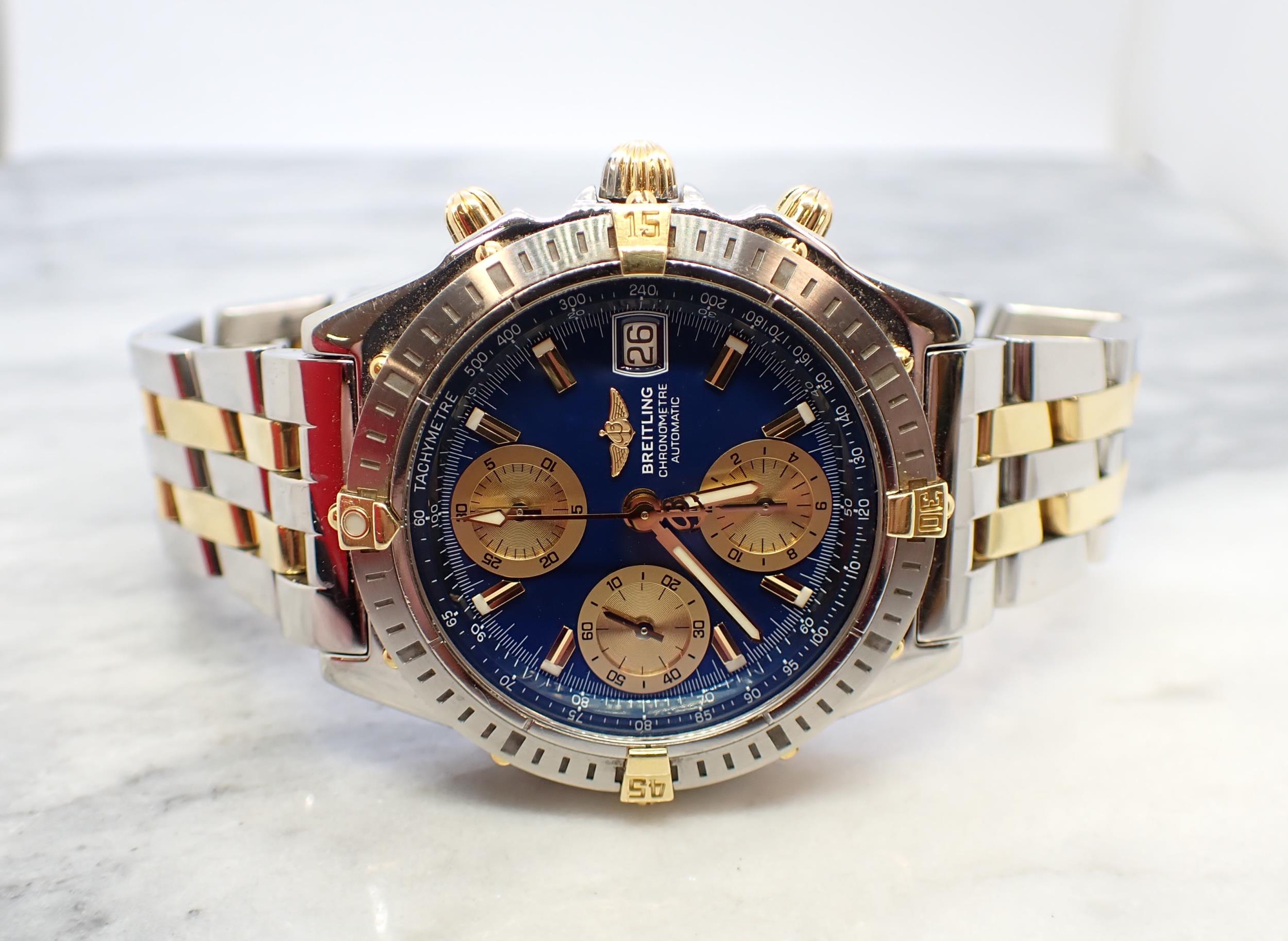 A 2002 Breitling Chronometre Automatic Wristwatch the dark blue dial with gold coloured hourly baton - Image 4 of 8
