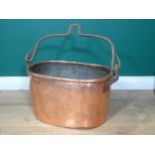 A large 19th Century copper Cooking Pot with iron handle 18in W x 11in H