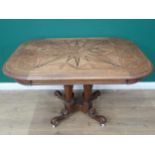 A Victorian oak and parquetry Breakfast Table in the Aesthetic manner, the rectangular top mounted