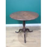 An 18th Century oak Pillar Table with box and fruitwood star inlay mounted on vase turned column and