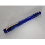 A Conway Stewart Fountain Pen with 18k nib in petrol blue and green case