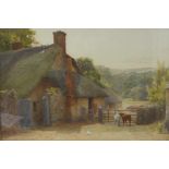 ERNEST ALBERT CHADWICK (1876-1955). A Devonshire Farm, signed and dated 1914, watercolour, 10½ x