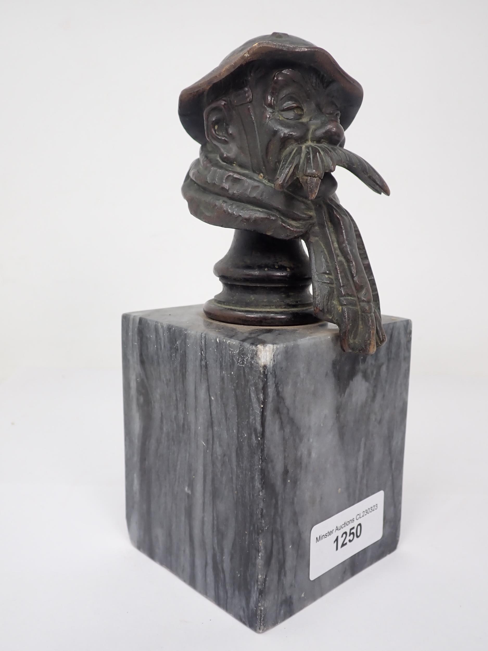 A cast bronze bust Sculpture of a British First World War Tommy 'Old Bill', signed 'Bruce - Image 3 of 5