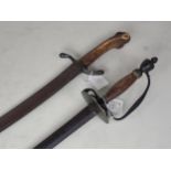 An 18th Century Small Sword with brass stirrup hilt and oval dsic guard, diamond shaped flexible