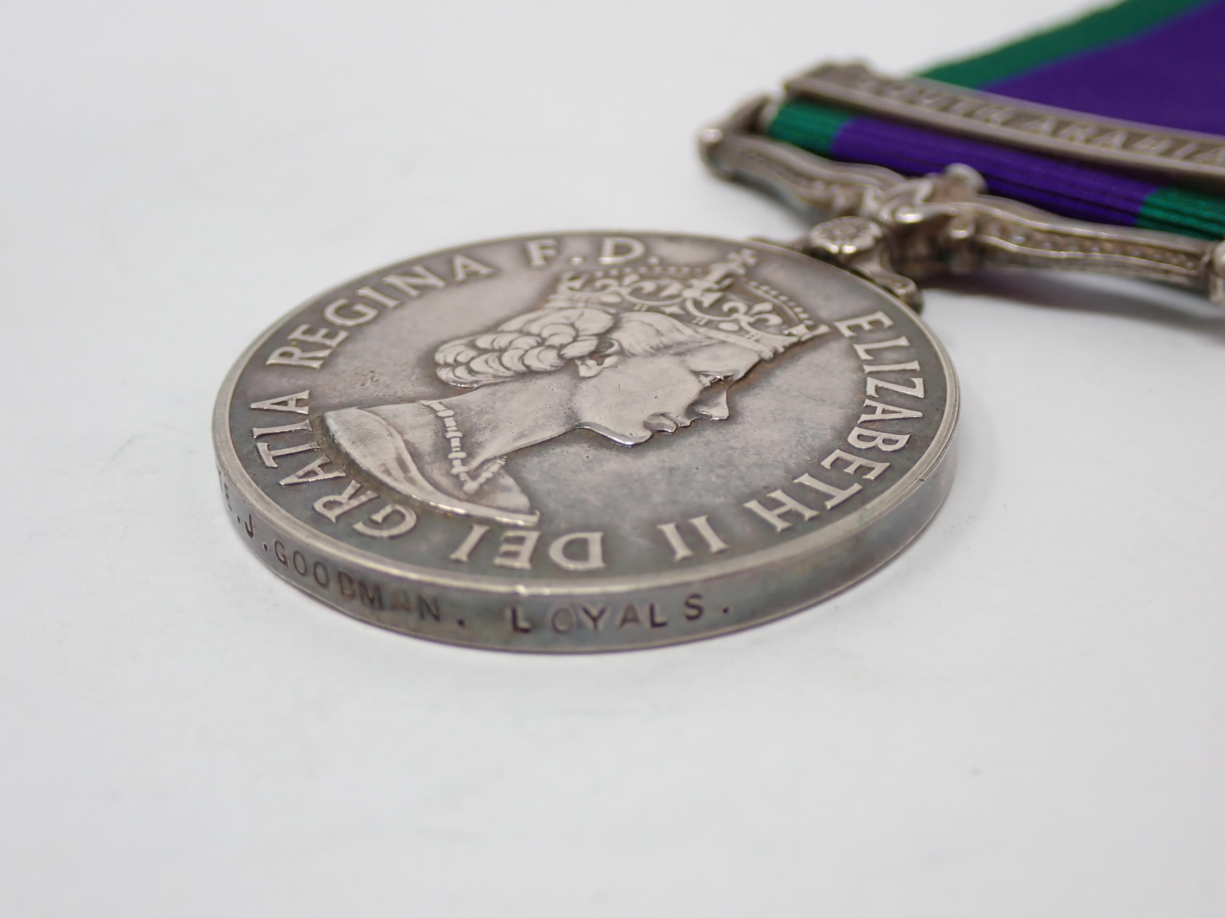 Campaign Service Medal with South Arabia Bar to 24065867 Private J. Goodman, Loyals, 'B' Company - Image 3 of 3