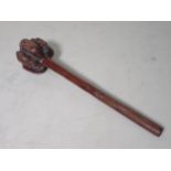 An antique Fijian Throwing Club with zigzag incised handle 16in L