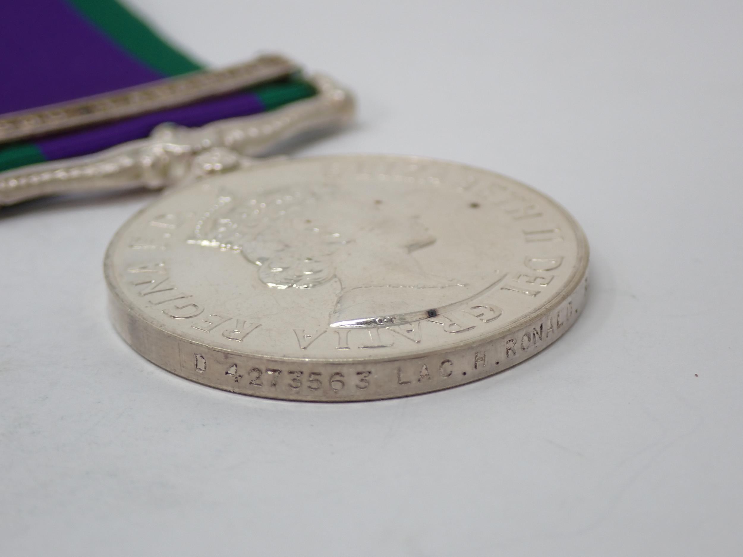 Campaign Service Medal with South Arabia Bar to 4273563 LAC H. Ronald, Royal Air Force - Image 3 of 4