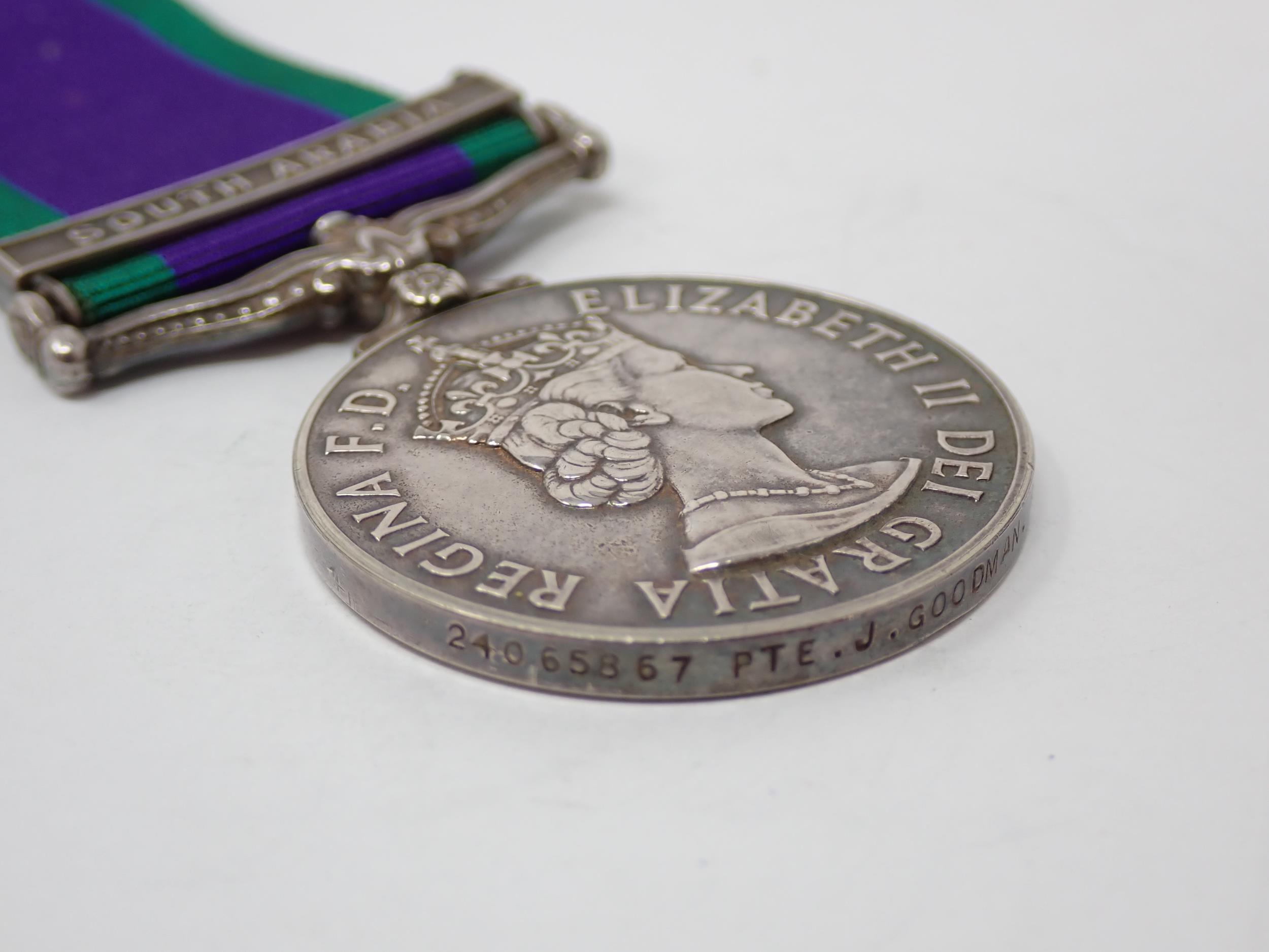 Campaign Service Medal with South Arabia Bar to 24065867 Private J. Goodman, Loyals, 'B' Company - Image 2 of 3