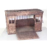 An antique wicker Racing Pigeon Basket 1ft 10in W x 1ft 1in H