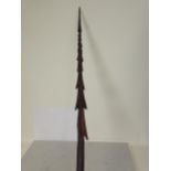 A 19th Century Pacific Island, Fijian Fighting Spear (Sokilaki) with 35in head with flared barbs,