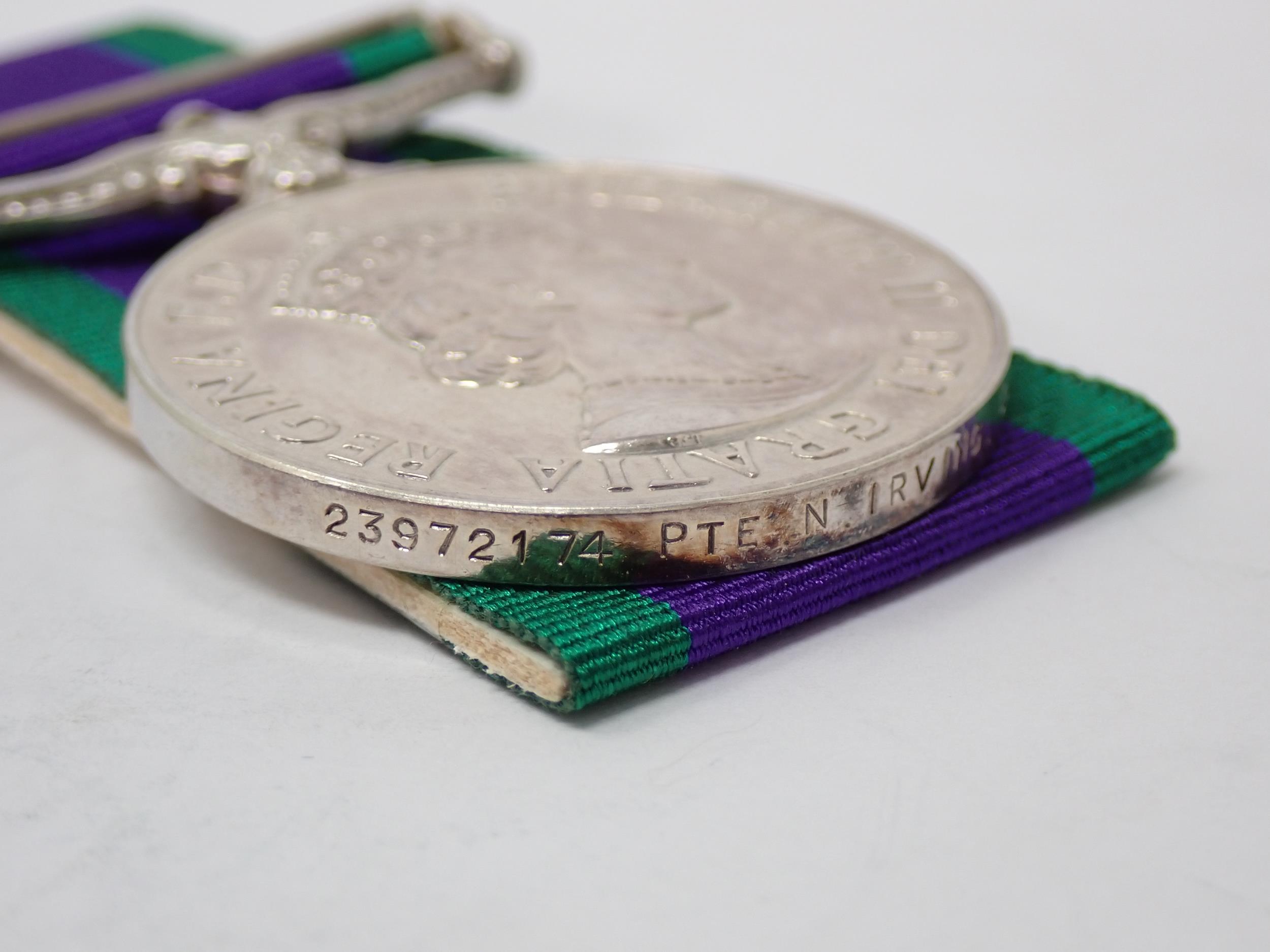 Campaign Service Medals with South Arabia Bar to 23972174 Private N. Irving, 'B' Company, - Image 3 of 4