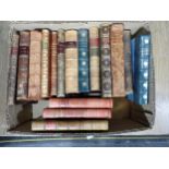 Box of leather bound volumes, Prose, Verse, etc; (box)