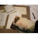 A folio Album of watercolours, landscapes, buildings, people, some pencil drawings, etc; (1)