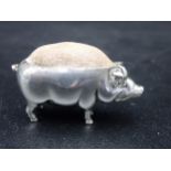 An Edward VII silver Pig Pin Cushion, Birmingham 1908, maker: A & L Ld, 2in