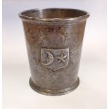 A STERLING silver Beaker with applied crescent moon and star decoration, marked B KIESELSTEIN-