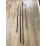 Four East African Masai type Spears with leaf shaped heads