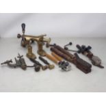 Box of Reloading Equipment to include Musket Ball Die, 12 gauge Cartridge Crimper, Powder