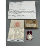 1939-45 War Medal with box of issue addressed to Mrs C. Heyman and Condolence Slip to Sergeant J.