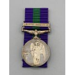 General Service Medal with Arabian Peninsula Clasp to 9992 Pte. Omer Obelo Audhali, Aden