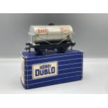 A rare Hornby Dublo D1 'Esso' Tanker. The wagon in mint condition and unused. The scarcity lies in