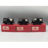 Hornby Dublo reference set of three 4680 black 'Esso' Tankers comprising metal coupling, EPC