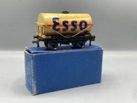 Hornby Dublo D1 buff 'Esso' Tanker in Ex-plus condition. Slight discolouration on the top of the
