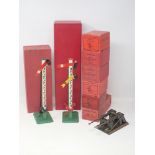 A boxed Hornby 0 gauge No.2A Buffer Stop, five boxed No.1 Buffer Stops from different periods, an