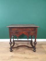 A William and Mary Style oak Lowboy/ Side Table fitted one long drawer with two drawers flanking the