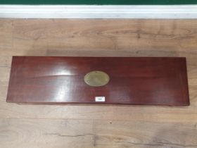 An antique mahogany Gun Case with green baise lined interior lacking internal dividers 2ft 8in L x 7